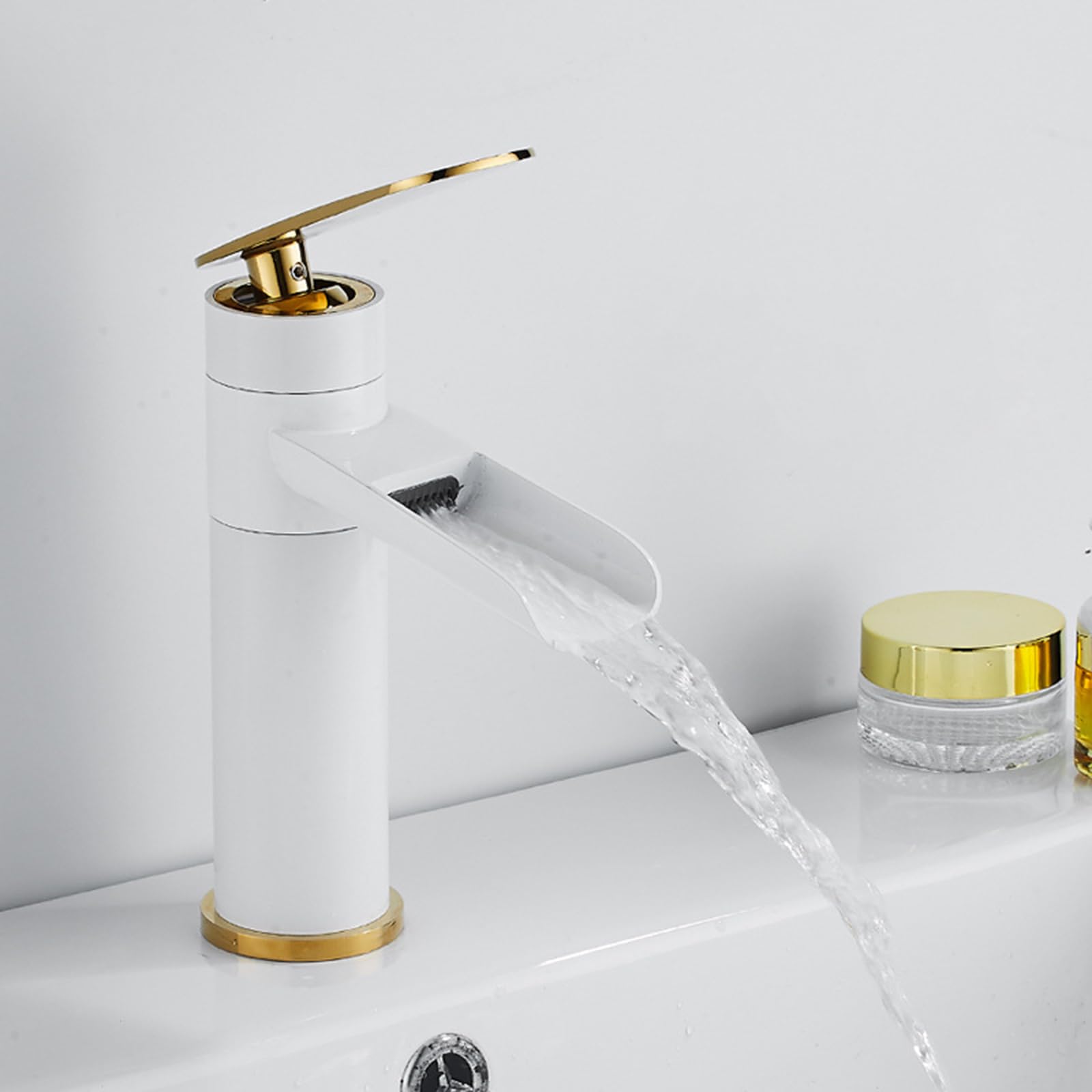 ANVLOJRIH Bathroom Sink Taps Basin Mixer Tap Bathroom Faucets Mixer White Hot and Cold