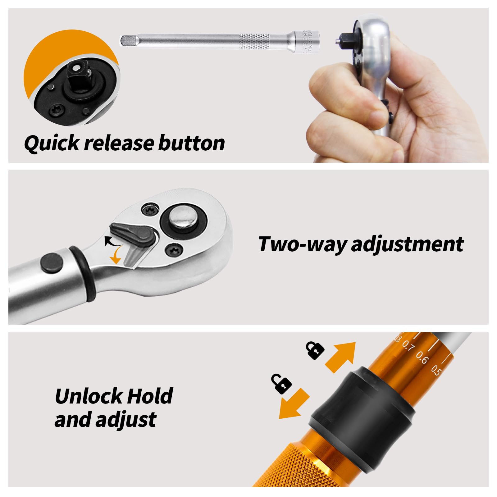 CCLIFE Llave Dinamométrica 1/4'', 1-25 Nm Llave de Torque, Kit de mantenimiento de 19 piezas para bicicletas y motocicletas, con 1/4'' CRV Hex y Torx Bits, Junta Universal, 100m Barra de Extensión