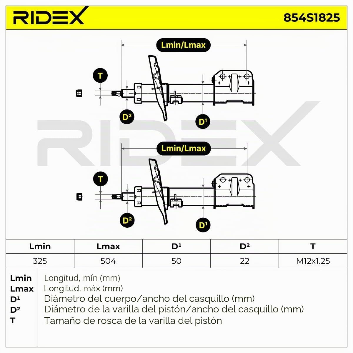 RIDEX 854S1825 2x Amortiguador Delantero Compatible con RENAULT Megane 3 Grandtour KZ0/1