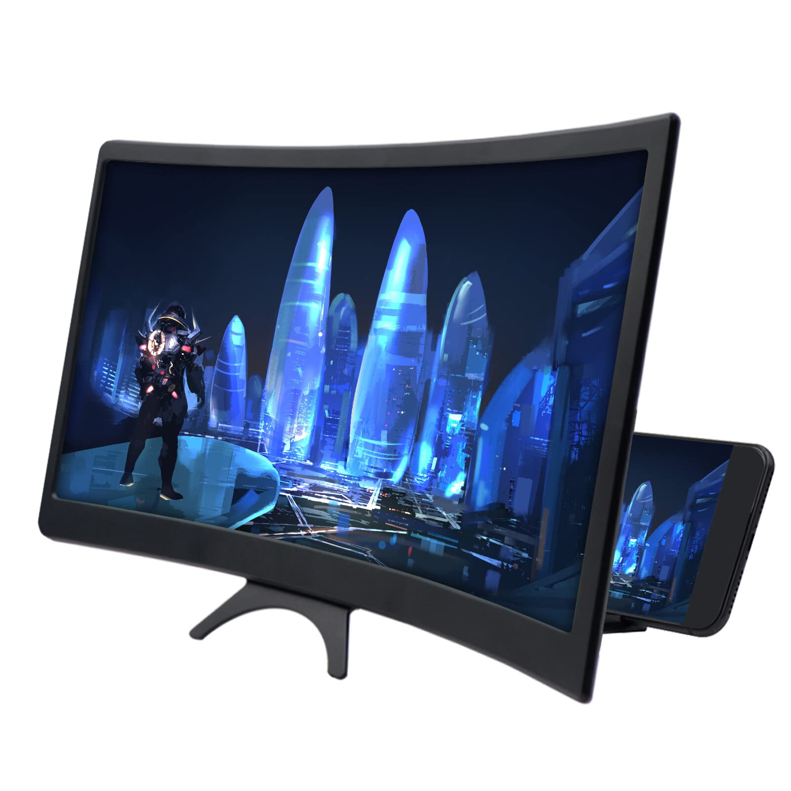 Labymos 12-inch Phone Screen Magnifier 3D Curved Screen Amplifier for Cell Phone Foldable Screen Enlarger Smartphone Stand for Home Office Kids The Elderly