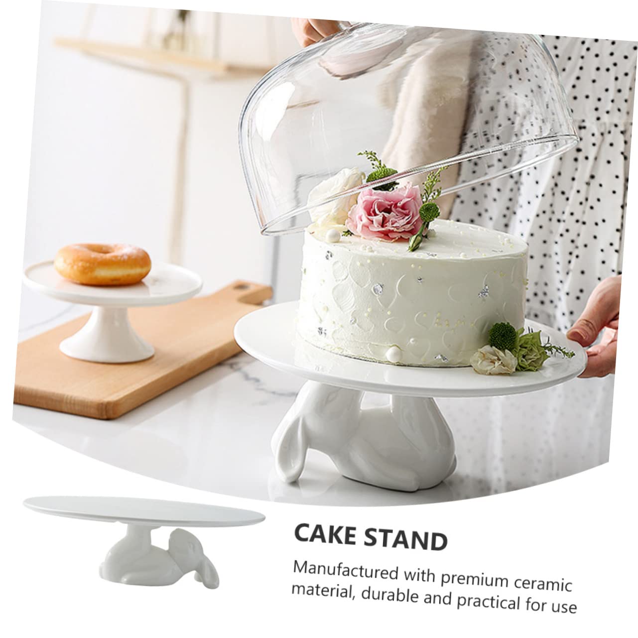 Alipis Alzata Torta in Ceramica Bianca a Forma di Coniglio, Resistente Agli Urti e Facile da Pulire, come Alzata per Dolci e Frutta per Feste e Dessert Pasqua