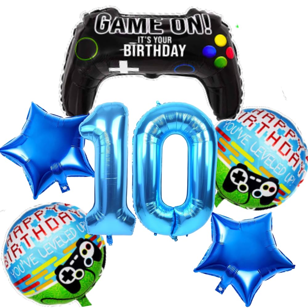 FI - FLICK IN 6 Pcs Game On Birthday Mylar Decoration 10Th Birthday Decoration For Boys Gaming Theme Birthday Decoration Tenth Birthday Decorations Boy Game Theme Balloons (Pack Of 6, Multicolor)