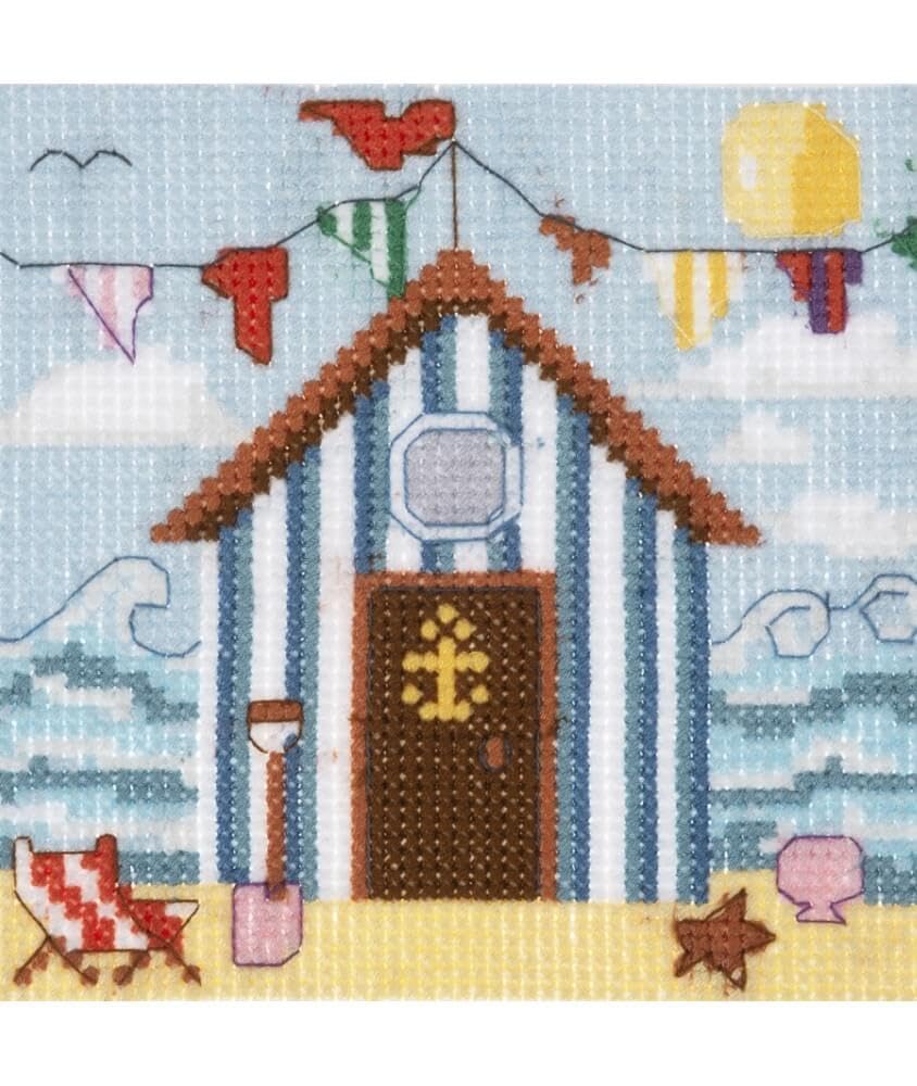 Trimits Beach Hut Mini Cross Stitch Kit 13 X 13 Cm