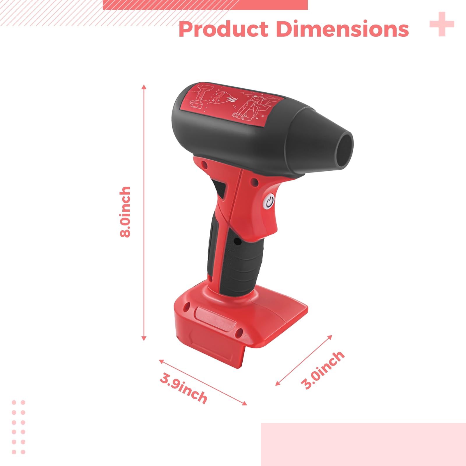 Plumero de aire comprimido, con 3 boquillas, soplador inalámbrico para batería Milwaukee de 18 V, 2 modos, 4 velocidades ajustables, para limpieza de teclado y coche