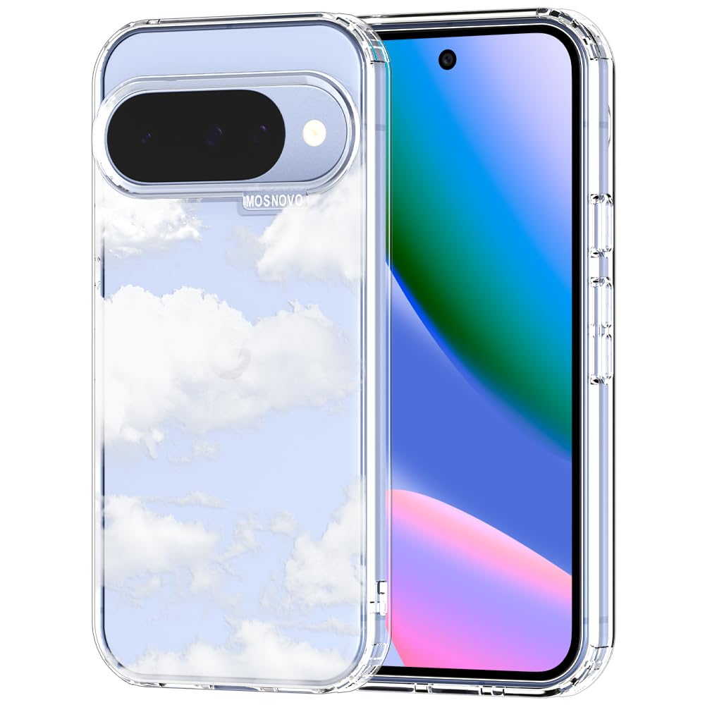 MOSNOVO Case for Google Pixel 9 & Pixel 9 Pro, [Buffertech 6.6ft Military-Grade Drop Protection] [Anti Peel Off Tech] Clear TPU Bumper Phone Case Cover Design - Great Wave — view 86