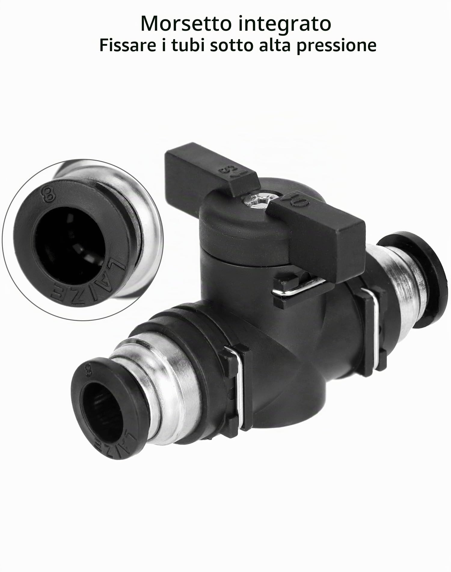 QWORK® 5 pezzi Connettore pneumatico valvola pneumatico, attacco rapido aria compressa per il collegamento rapido di tubi pneumatici (Ø8mm)