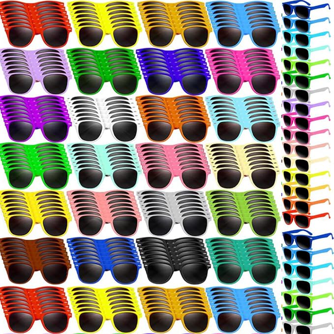 Neon Sonnenbrillen Set 144 Pack 24 Farben für Kinder & Erwachsene | Party Gefälligkeiten, Geburtstag Zubehör, Bulk-Set, Für alle Altersgruppen,Partybrillen Set