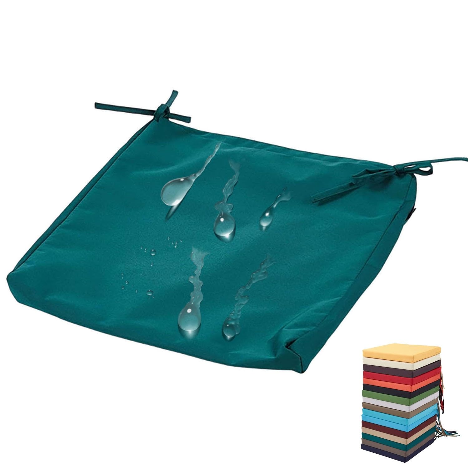 PLCIVSA Outdoor Seat Cushion Covers Waterproof with Zipper,Replacement Outdoor Patio Chair Cushion Slipcover 60x60cm 50x50cm Chair Pads Covers for Garden Rattan Furnitur(Dark Green,40x40x8cm)
