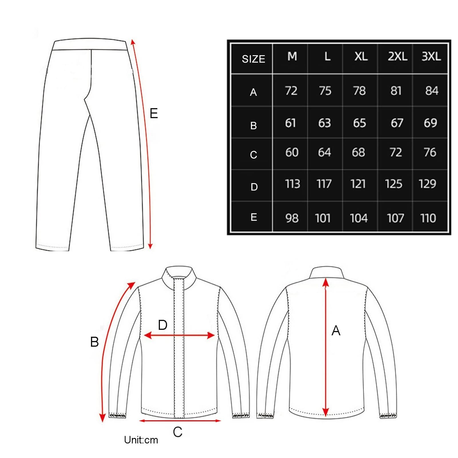 Mężczyźni Wodoodporny Rain Garnitur Kurtka i Spodnie Zestaw, Oddychające Unisex Rain Płaszcz Motocyklowy Rower Rain Gear Wiatroodporny Z Kapturem, Do Wędrówki, Jazda na rowerze - M/l/xl/xxl/3xl