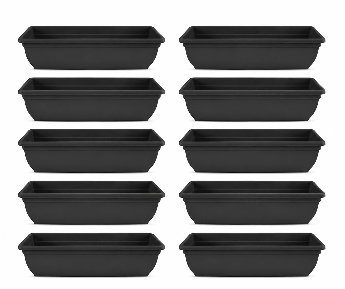 Muddy Hands Large 60cm Black Trough Planters – Plastic Window Box Plant Pots for Outdoor Garden, Balcony, Patio & Herb Flower Growing Containers – Strong Weather Resistant Rectangular Planters (10)