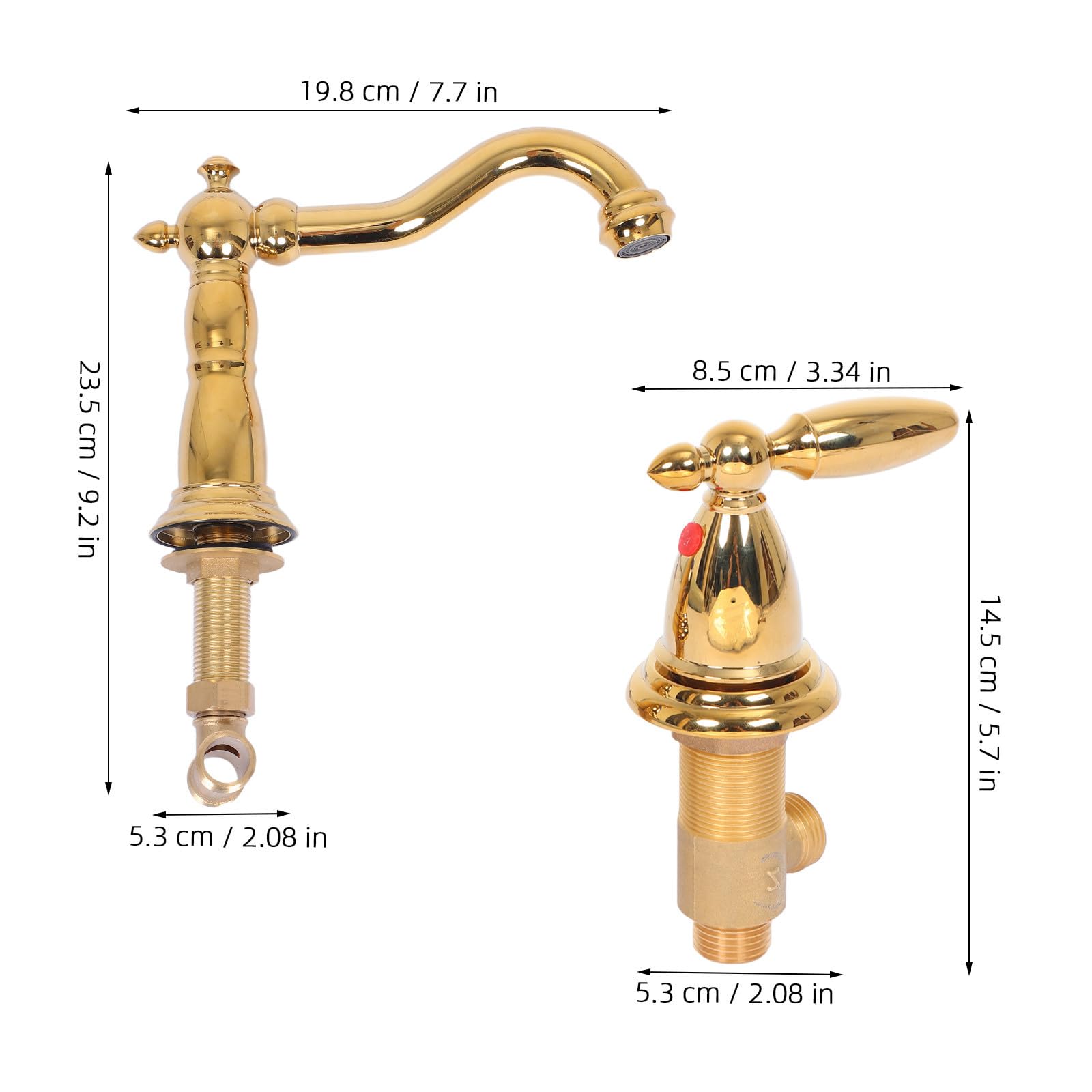 Alipis Grifo de Lavabo Dorado de Baño Dos Manijas y Tres Orificios