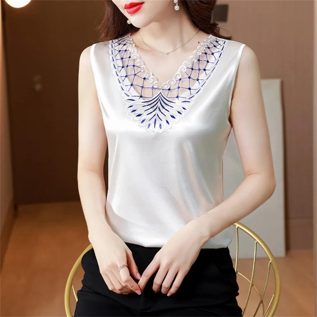 Camicie estive da donna senza maniche in raso
