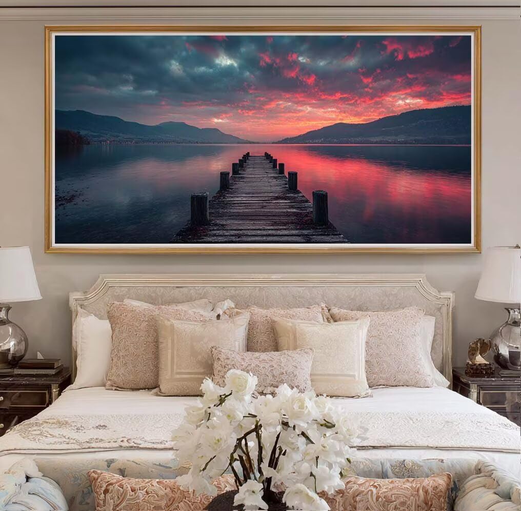 Diamond Painting Kits for Adults, 5D Diamond Art Sunset 80x200cm, DIY Large Landscape Nature Dimond Art kits Adults, Full Drill Crystal Rhinestone Embroidery Canvas for Home Wall Decor (DP360)