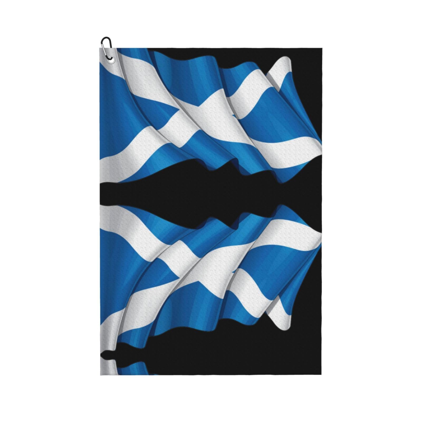peiyeety Scotland Flag Blue Microfiber Golf Towel with Carabiner Clip, 16x24 Inch Absorbent Waffle Weave Towel for Golf Bags