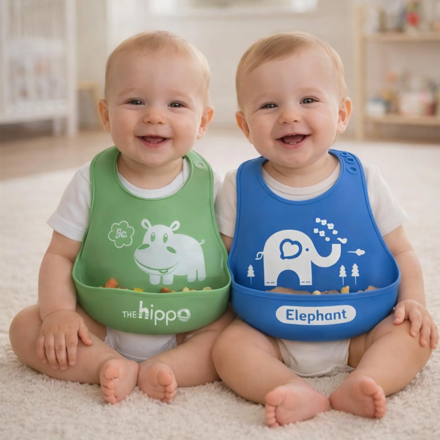 BabyGo Silicone Baby Bibs | Waterproof Adjustable Feeding Bibs for Infants & Toddlers, Soft, Washable, Easy-Wipe & Reusable Baby Apron Bibs for Mealtime | Set of 2 (Multicolor)-image-23