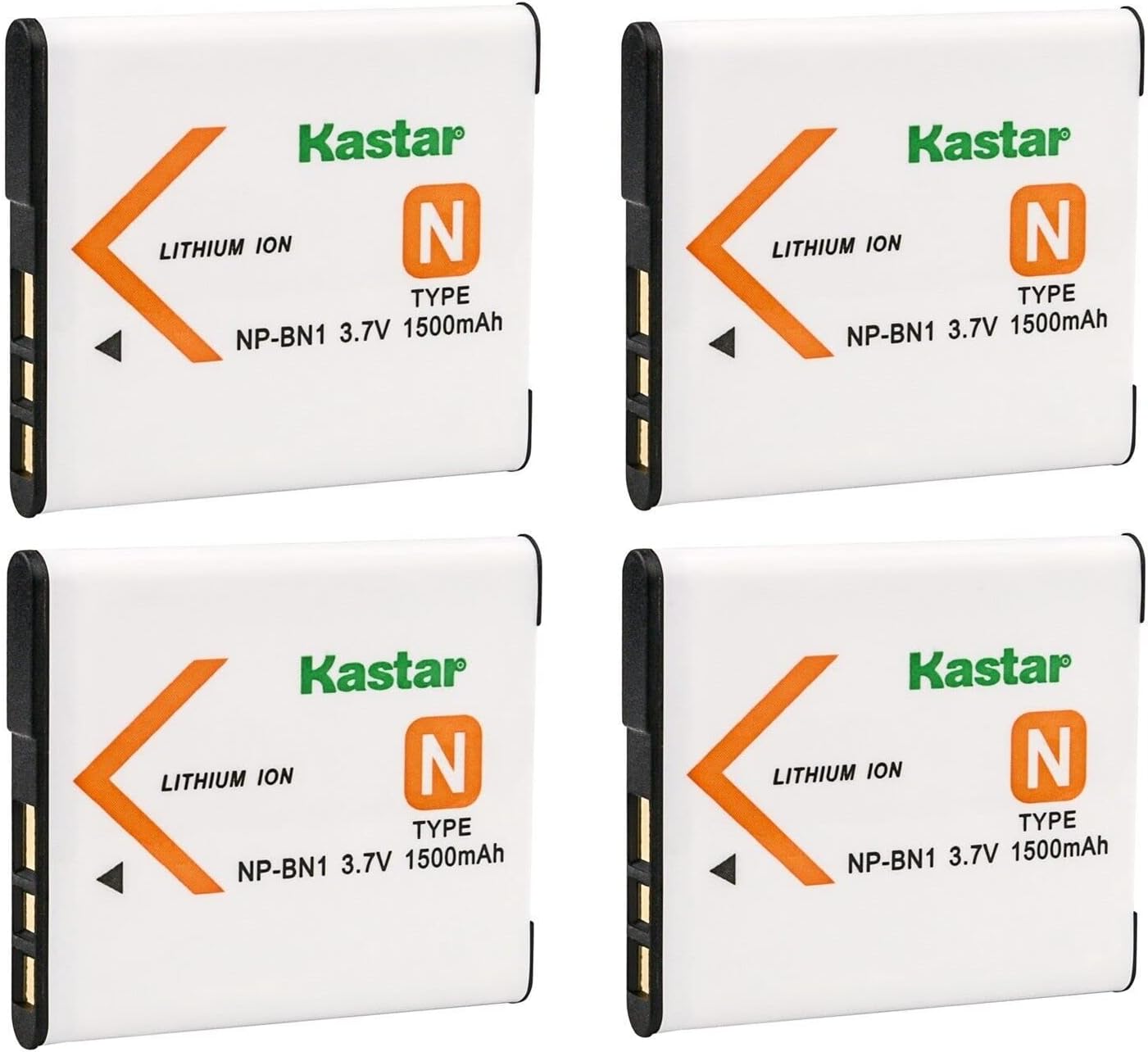 Kastar 4-Pack Battery Replacement for Sony NP-BN1 NPBN1, Type N Battery, Sony BC-CSN, BC-CSNB Charger, Sony Cyber-Shot DSC-WX150, Cyber-Shot DSC-WX200, Cyber-Shot DSC-WX220, Cyber-Shot DSC-J10