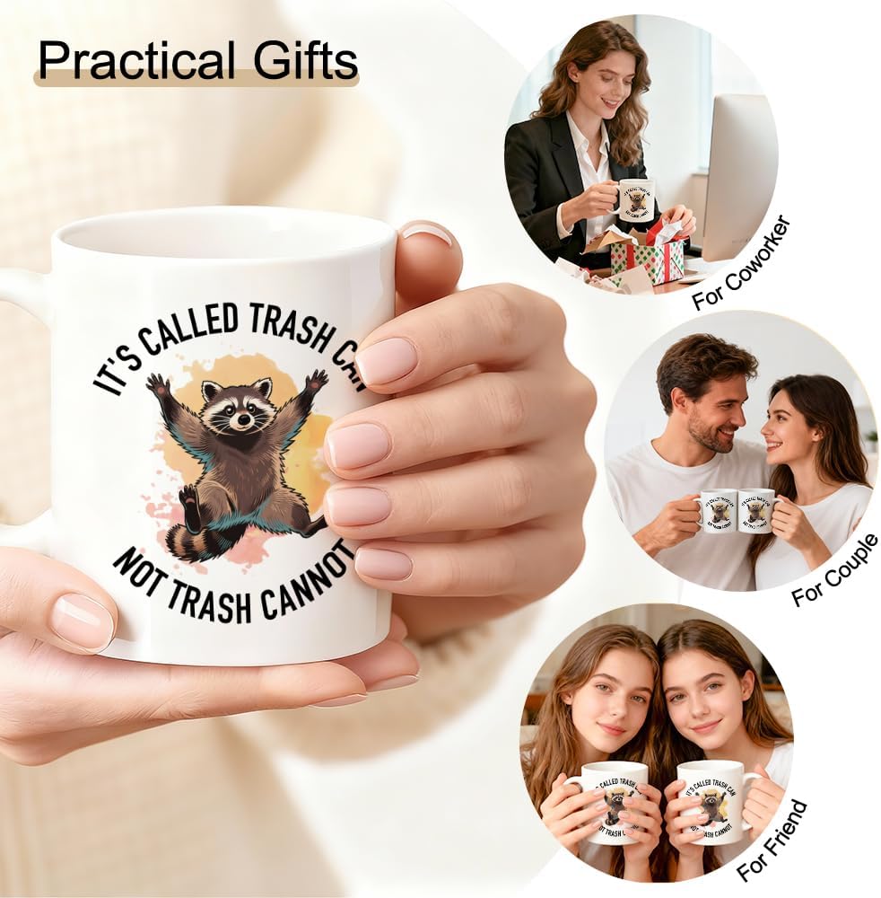 It's Called Trash Can Double-Sided Ceramic Mug, Funny Raccoon Mug for Colleague, Coffee Cup for Coworker, Sarcastic Gifts for Friend Bestie, Christmas Office Gifts for Employee Raccoon Lover - Image 5