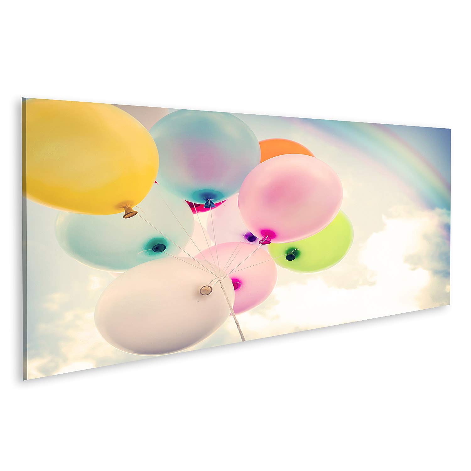 islandburner Quadro su tela Palloncino colorato vintage con arcobaleno su cielo blu Conc Quadri Stampe per soggiorno ufficio