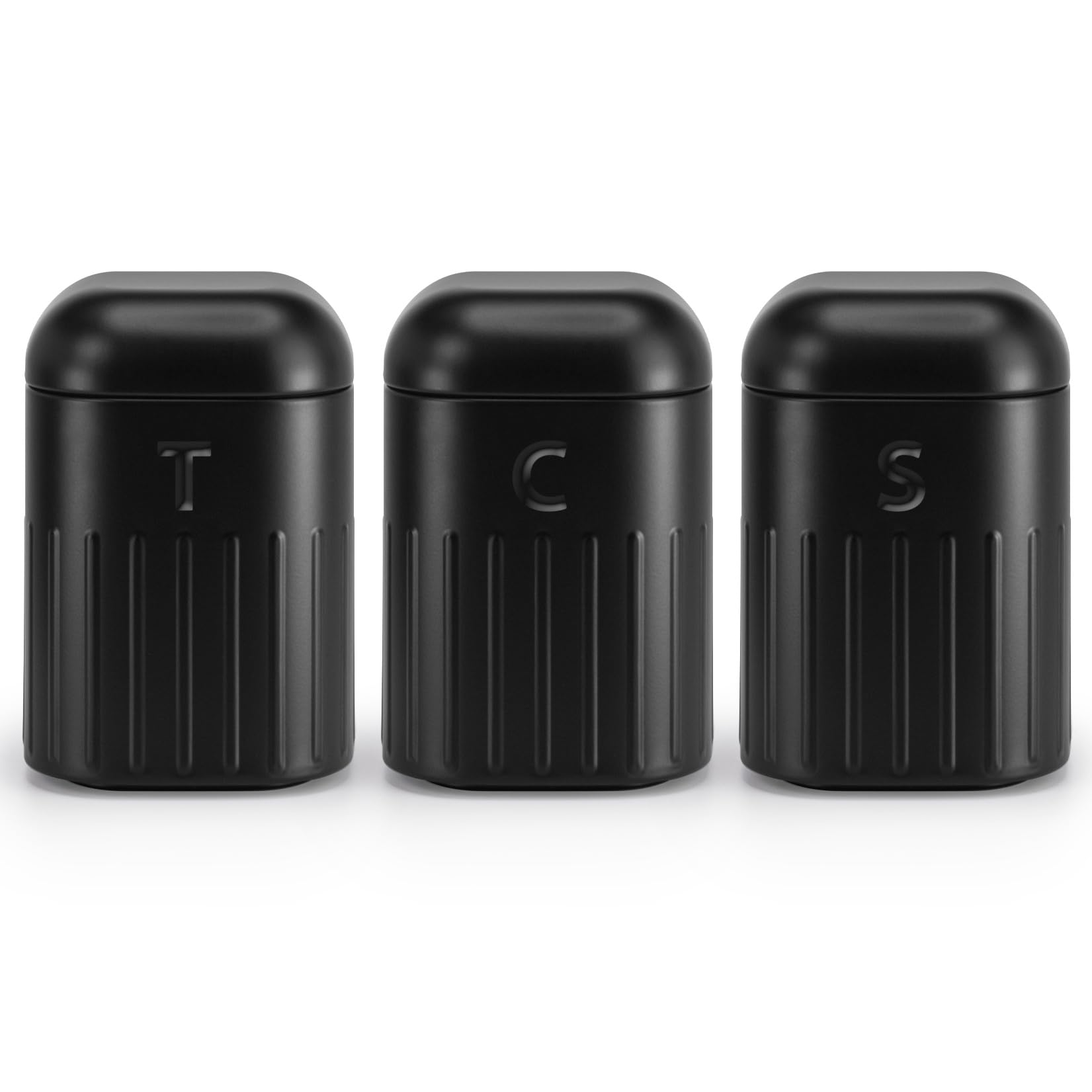 Ehc Tea, Coffee, Sugar Canister Set - Black Set Of 3 Airtight Tea, Coffee & Sugar Food Storage Canisters Jars Set,Containers, Black