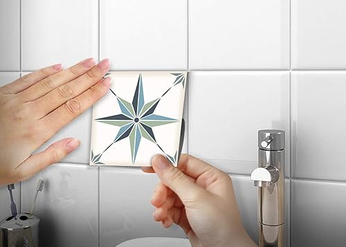 Miniatura 4 de Adhesivos para azulejos Mi Alma, 24 unidades, Talavera, plantillas de pared, calcomanías para despegar y pegar, fácil aplicación, ideal para baño,