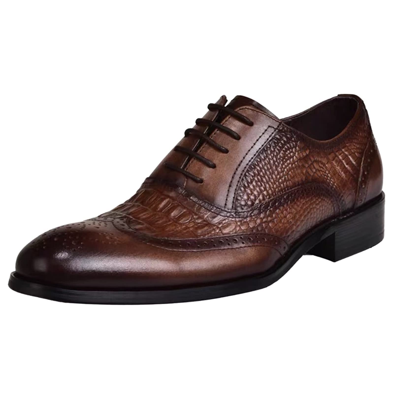 HINDOLA Mens Dress Shoes Casual Classic Business Wedding Shoes Leather Lace-Up Oxford Derby Shoes