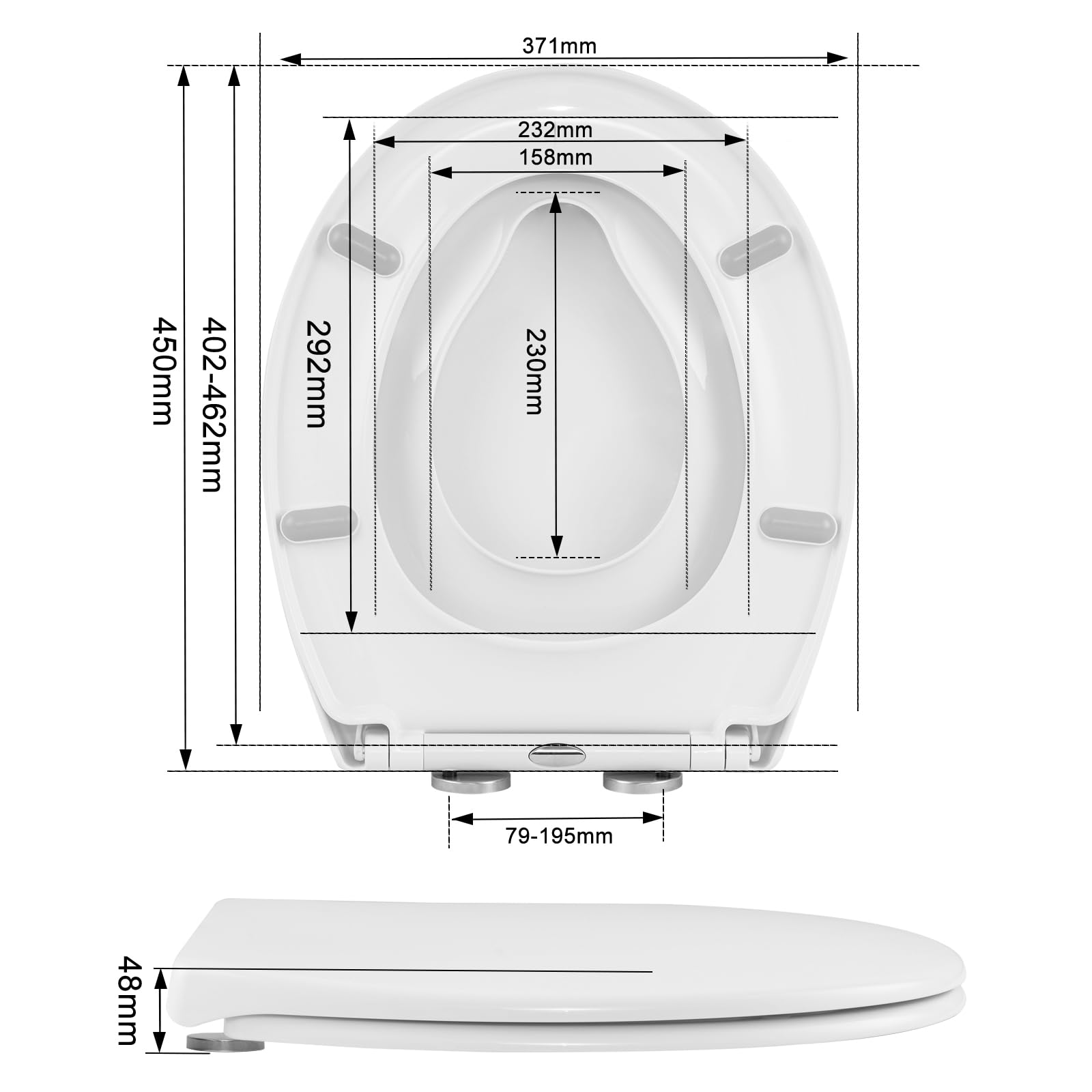 WOLTU Abattant WC Familial avec Siège de Toilette Enfant Détachable, Siège de Toilette à Fermeture Douce et à Dégagement Rapide, Abattant O, Montage Supérieur, Blanc