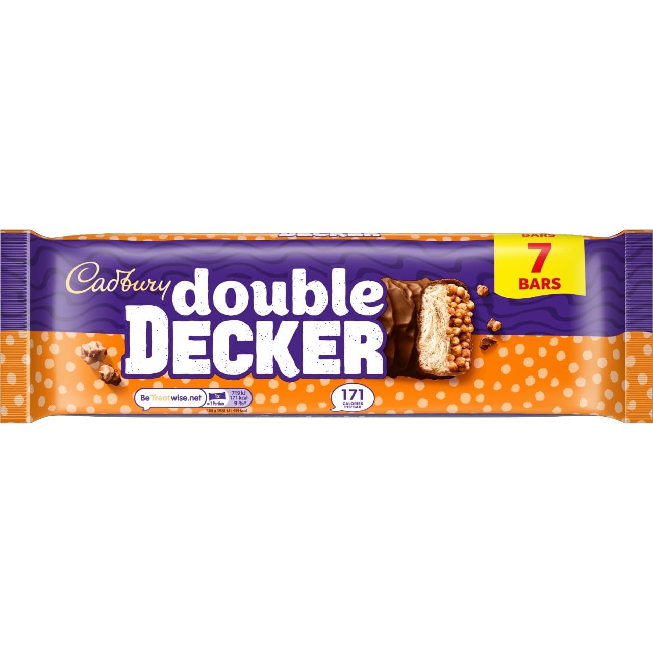 Cadbury Double Decker Chocolate, Crispy Cereal and Chewy Nougat Bars, 37.3 g (Pack of 7)