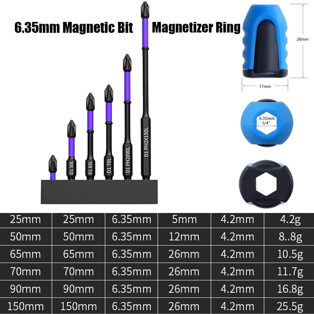 Generic Ailsion Screwdriver Bits, 6Pcs/Set D1 Magnetic Screwdriver Bits Anti-Slip and Shock-Proof,High Hardness and Strong Magnetic Bit