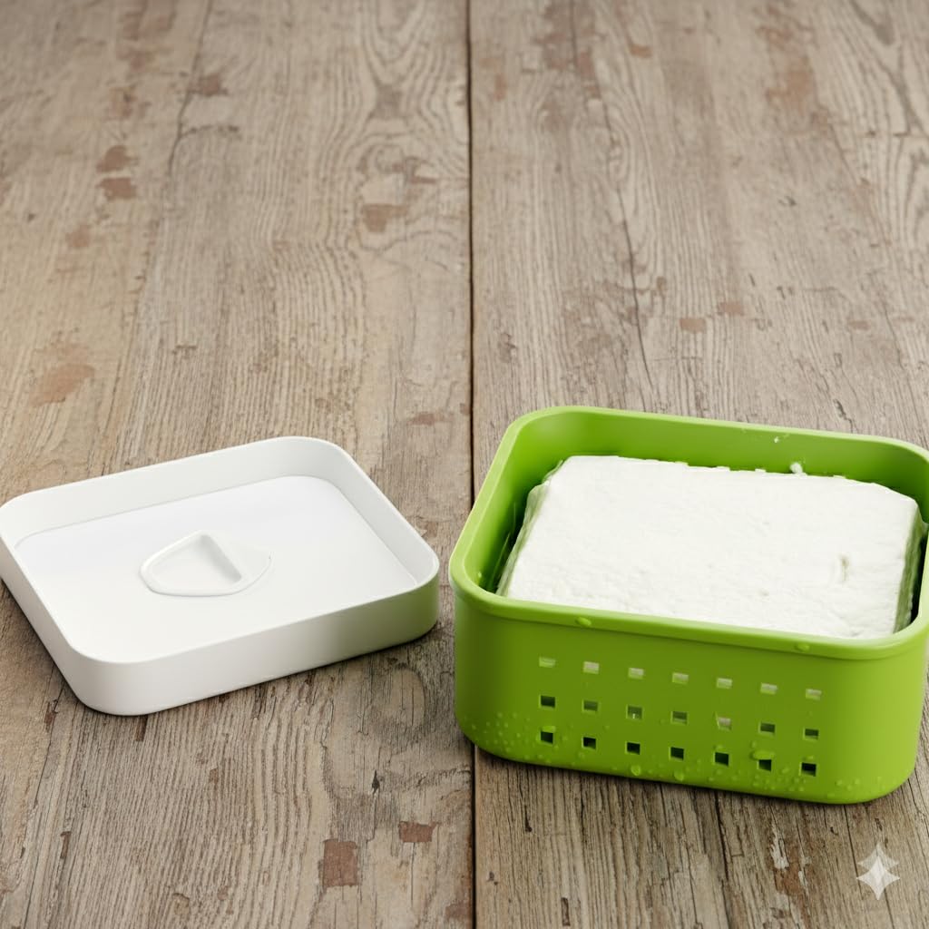 Plastic Paneer Maker Mould Medium Size, Paneer Press with Lid, Tofu Press Mould Maker, Whey Seperator (Square, 400ml Capacity)-image-10