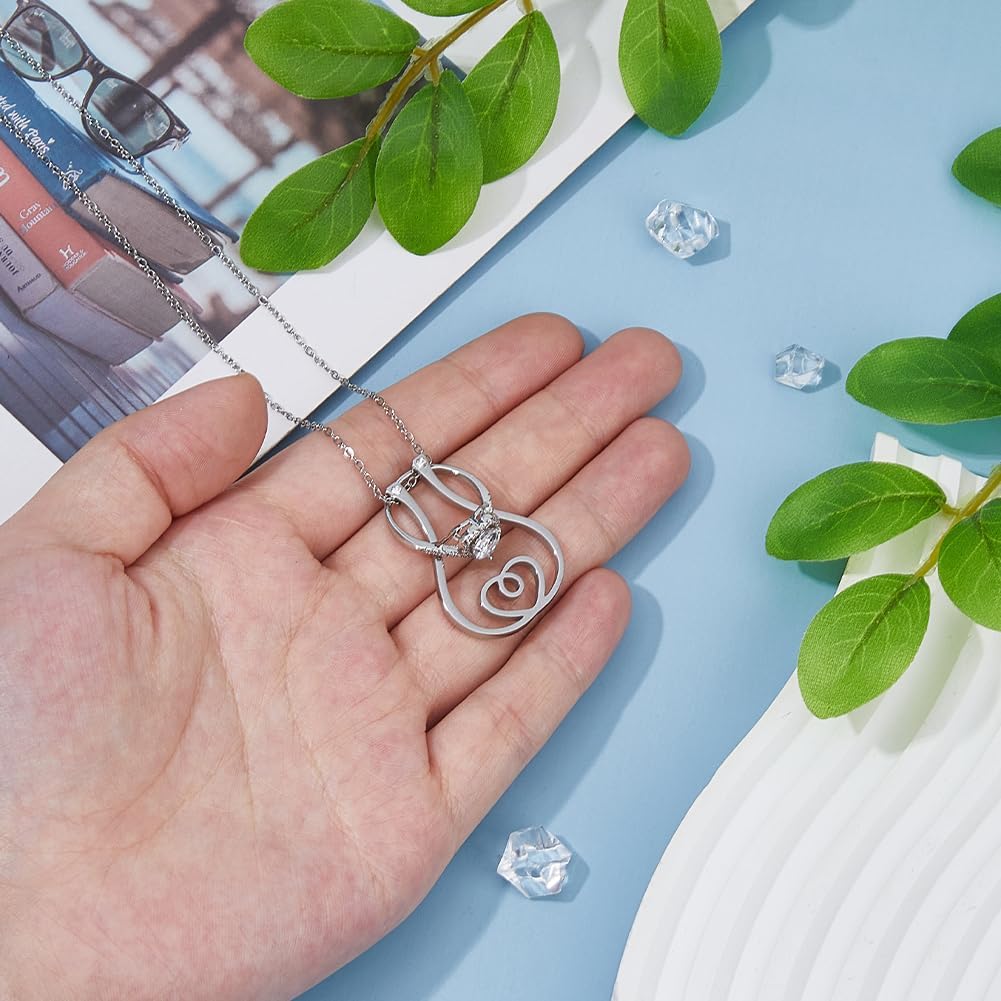 1Pc Ring Holder Necklaces 15.87 inch Heart Ring Keeper Necklace Stainless Steel Color Wedding Engagement Saver Pendant Necklace Jewelry for Wife Fiancee Nurse Ladies Gift - Image 3