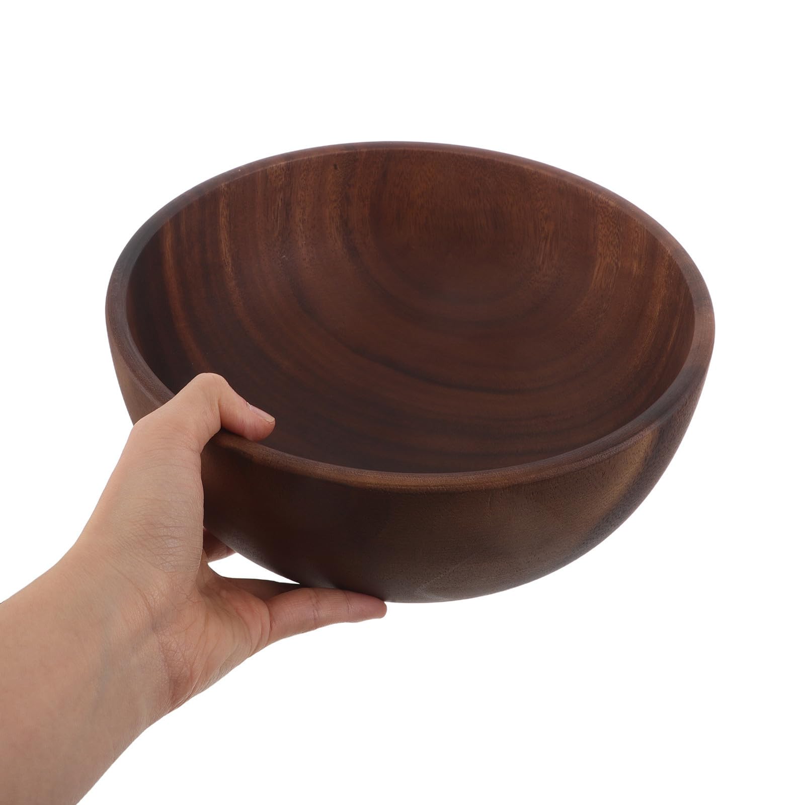 Juego de Cuencos para Servir Ensalada de Madera de 2, 5 L | Redondo Marrón, Incluye Tenedor y Cuchara, Acabado Rústico, 85 Oz para Reuniones y Fiestas