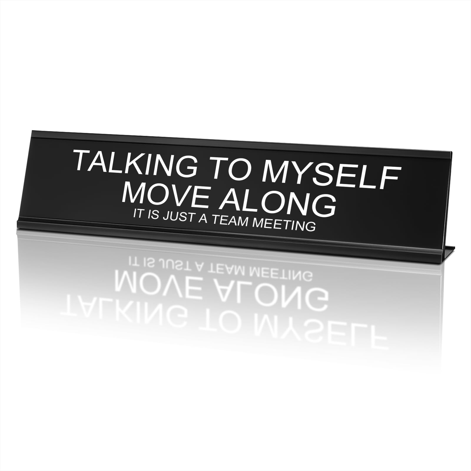 MUUPEGFunny Desk Signs for Office, Novelty Nameplate Funny Office Decor Black Desk Plaque for Women Men (7) Talking to Myself Move Along, 7.9 x 2.4 Inch)