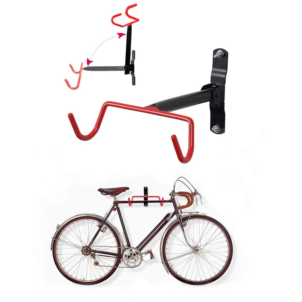 LIVIVO Dual Hook Folding Garage Wall Mounted Bicycle Bike Storage Stand