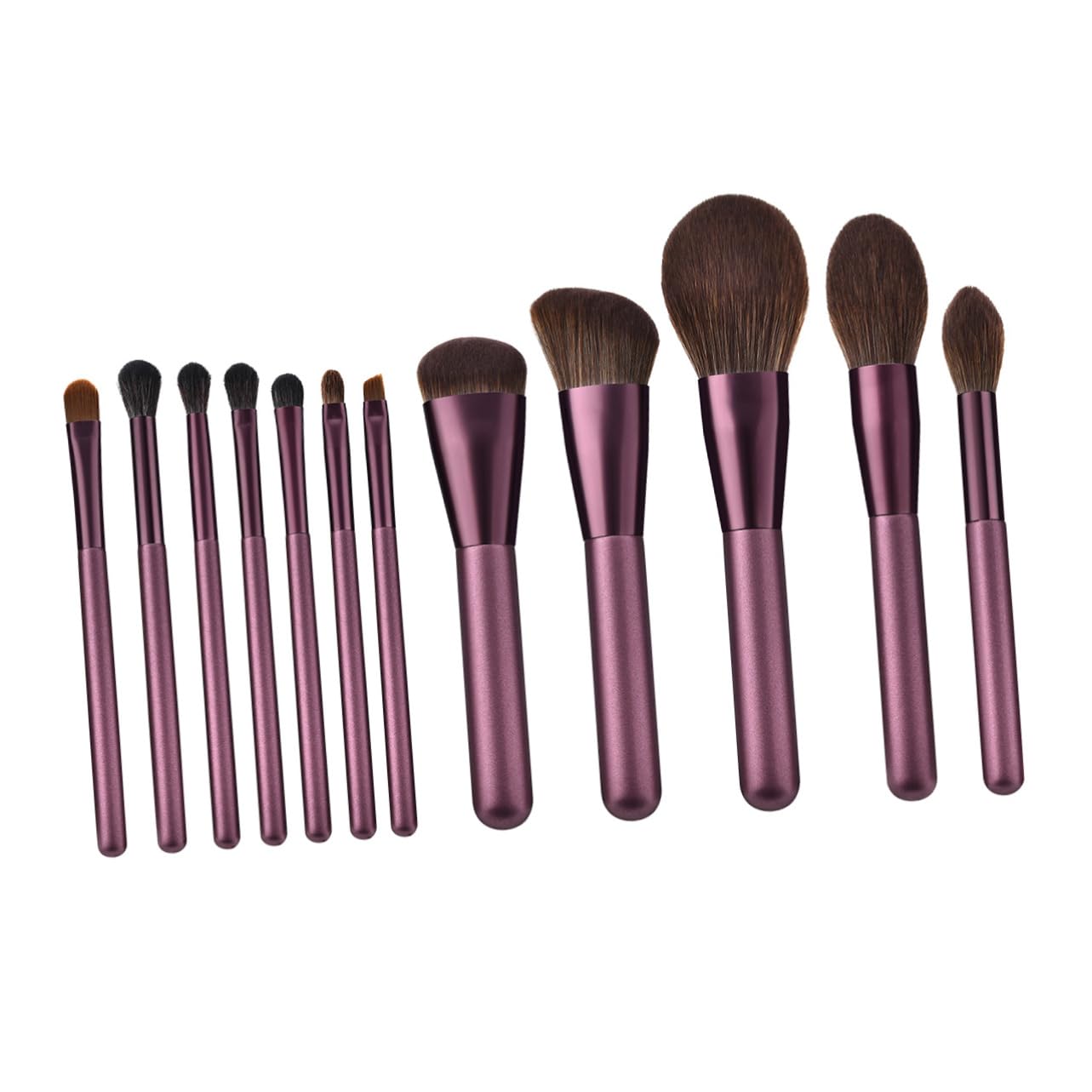 12 pezzi Pennelli Professionali con Setole Nylon e Legno Kit per Blush e Cosmetici Adatto per Donne e