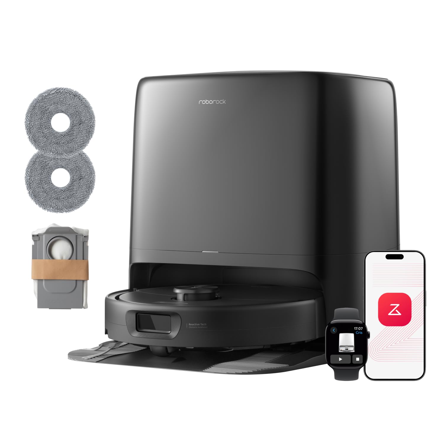 roborock Qrevo 2 Pro Set Robot Aspirapolvere Lavapavimenti 25.000Pa, Nero | Panno Estensibile, Antigroviglio, Autopulizia Panno 75°C, Rimozione Automatica dei Panni, Evita Ostacoli