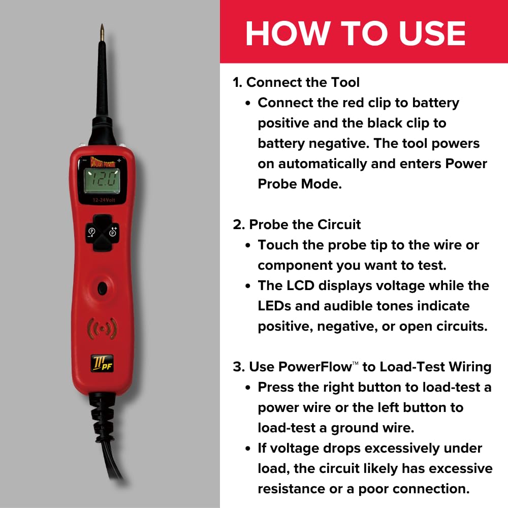 Power Probe 3 Circuit Tester with PowerFlow™ Load Testing (PP3PFRED)