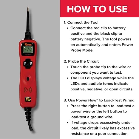 Power Probe 3 Circuit Tester with PowerFlowTM Load Testing (PP3PFRED)
