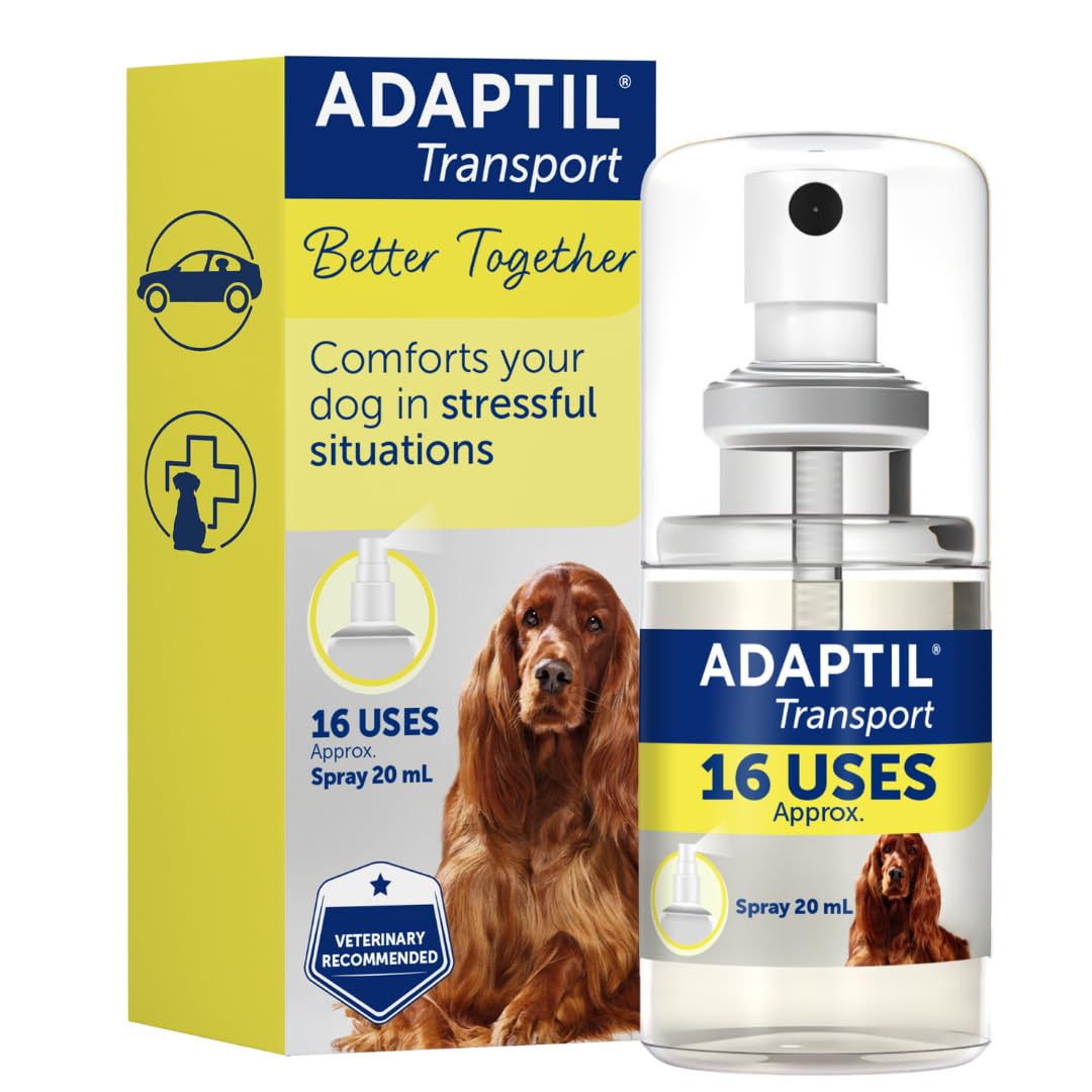 Adaptil Transport Spray For Dogs 20ml, Adaptil Dog Calming Spray Uses Pheromones To Help Reduce Anxiety And Stress In Pet Dogs, Pheromone Spray Helps Anxious Dogs Stay Calmer
