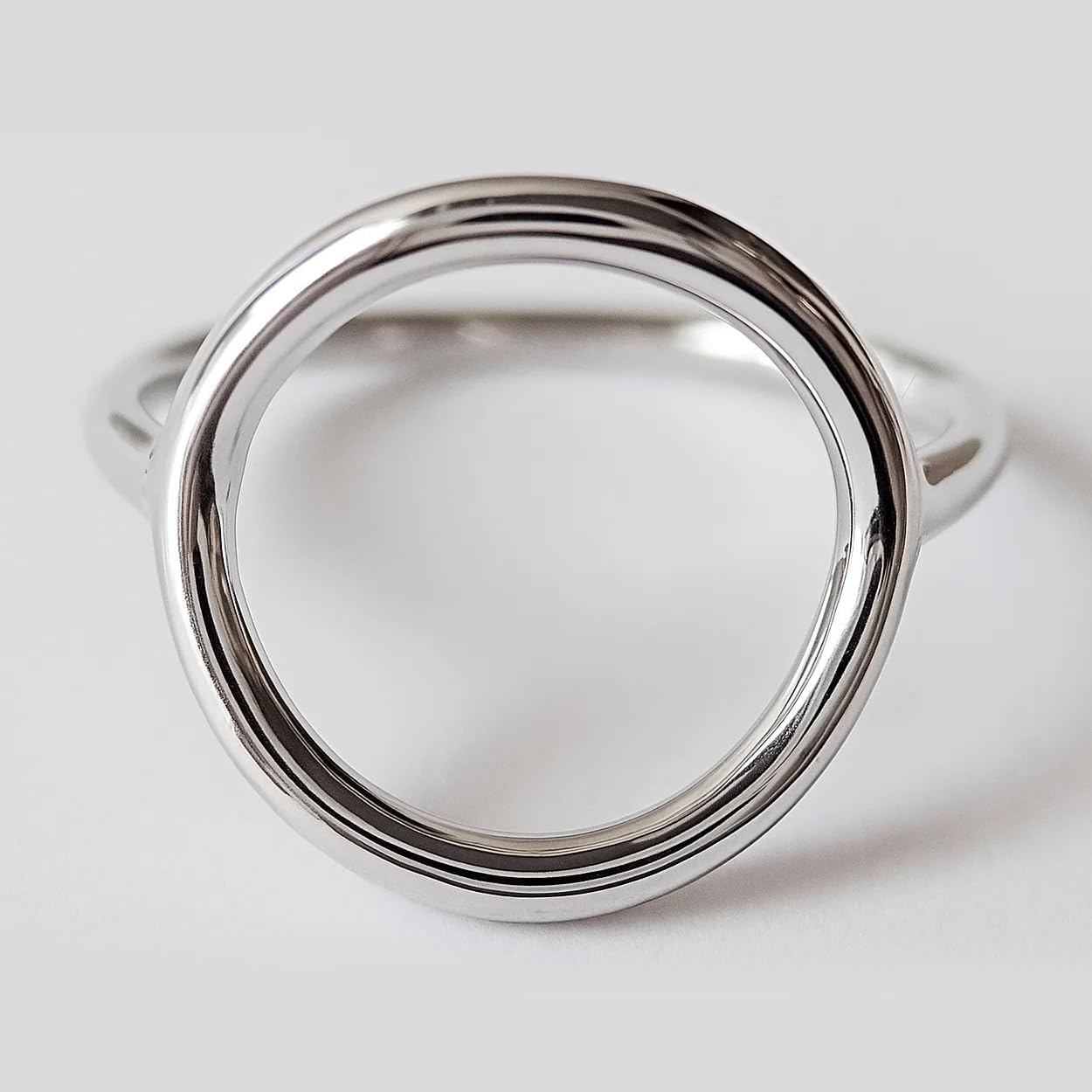 SOVATS 925 Sterling Silver Open Circle Ring for Women – Rhodium Plated, Minimalist Stackable Design, Nickel-Free Jewelry - Image 3