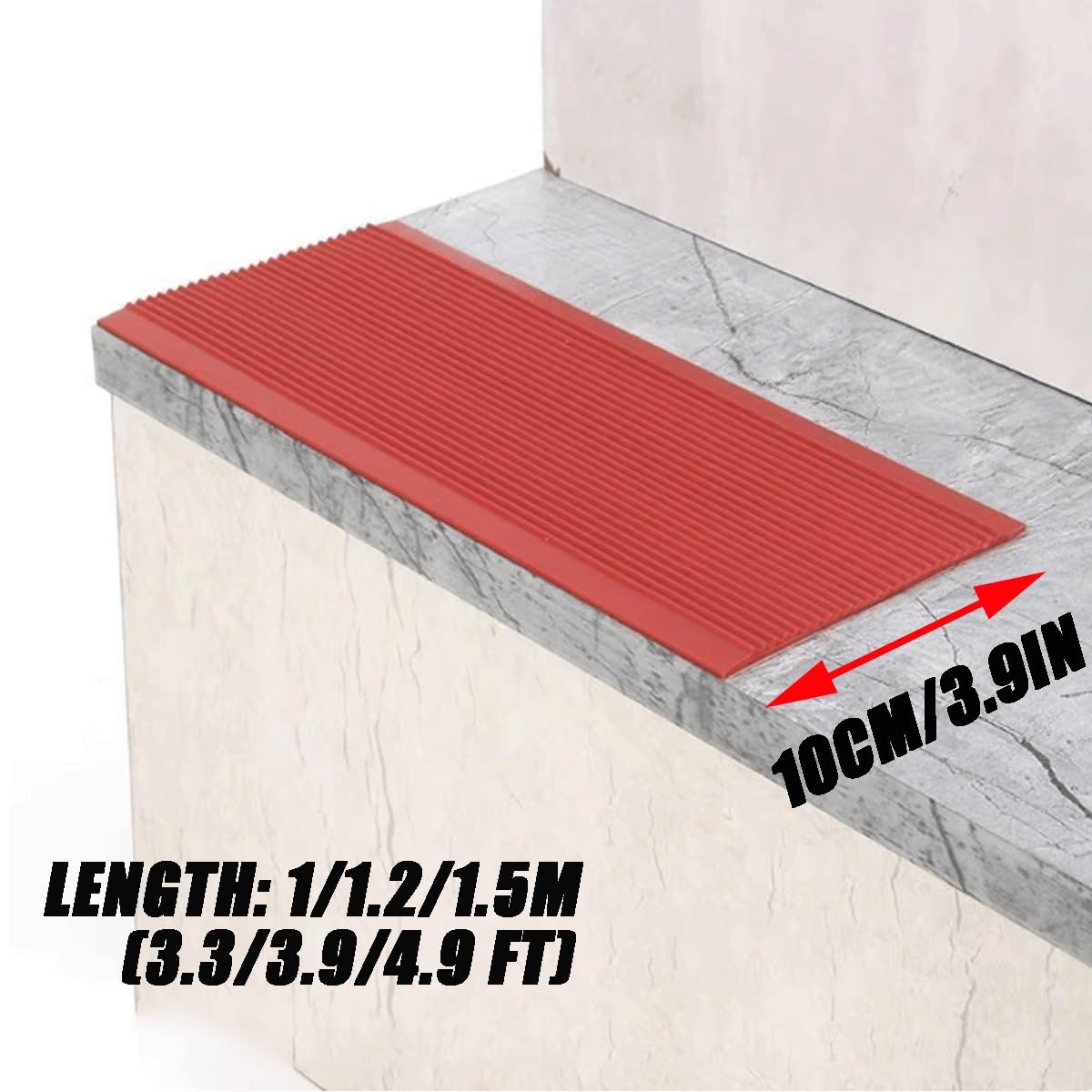 Striscia autoadesiva di protezione del bordo delle scale Bordo in PVC antiscivolo adatto a tutti i tipi di gradini e scale(Gray,1m)