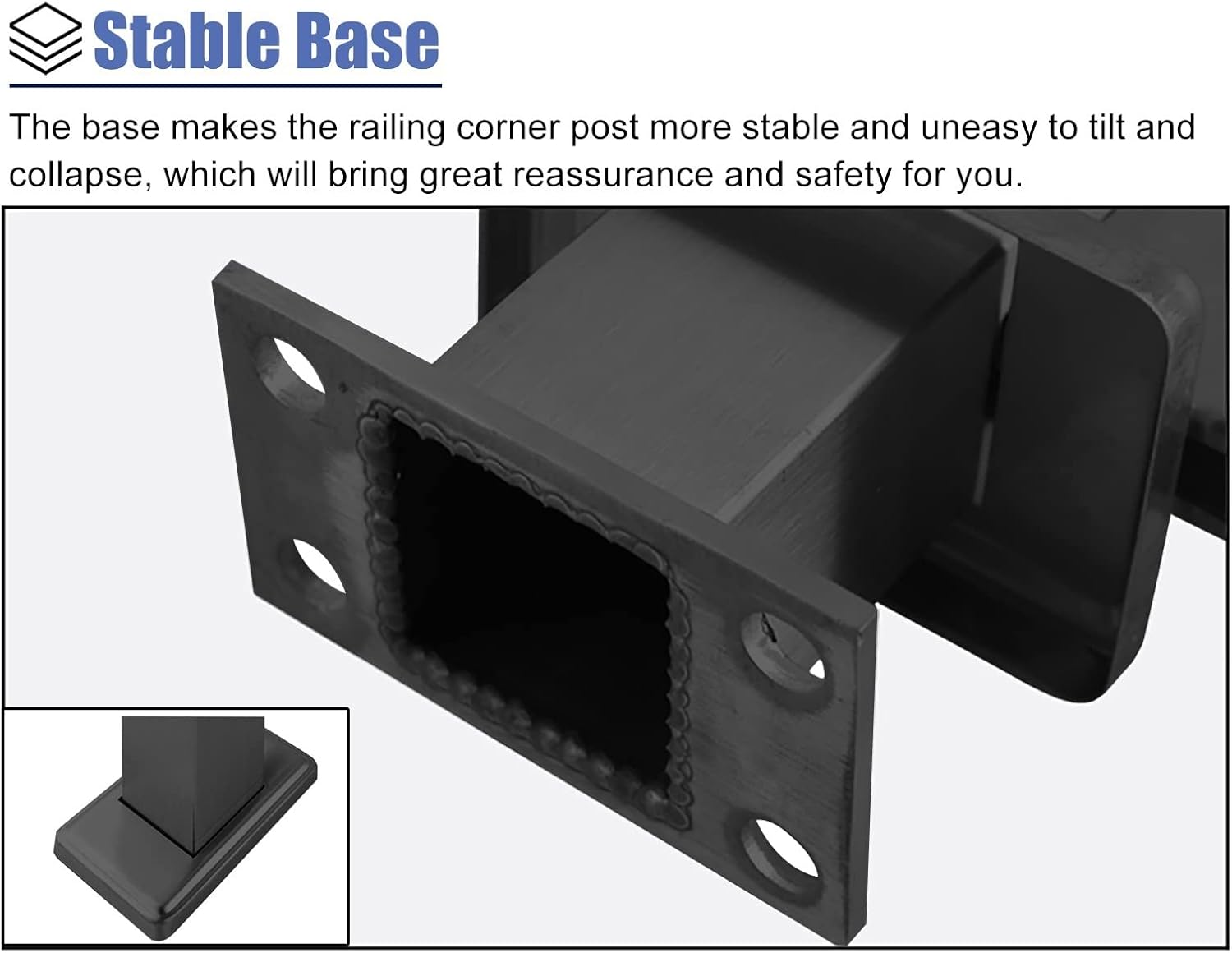 ガラス手すりポスト 黒い 304 ステンレス鋼のガラスの手すりの手すりのポスト, ガラス/プラスチック/木製パネル用のデッキ階段手す