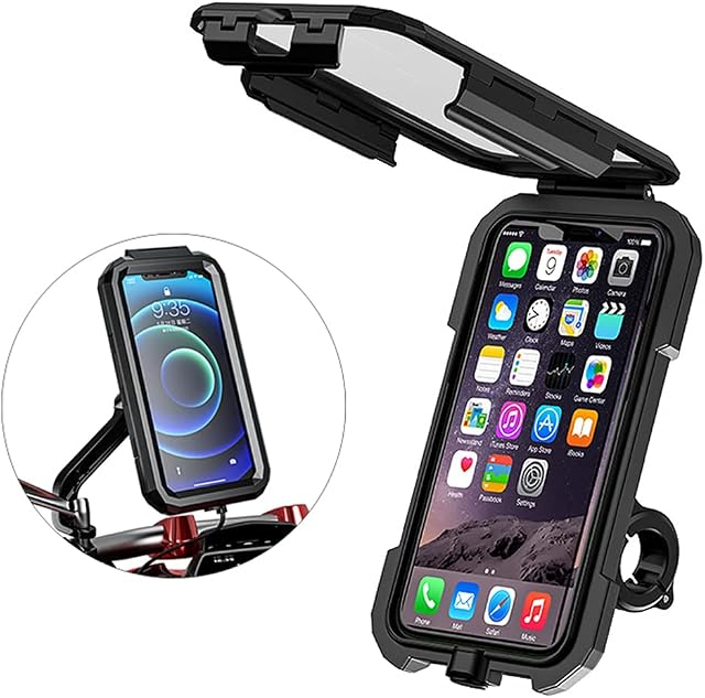Bike Phone Holder, Motorbike Phone Mount, Phone Holder for Motorcycle, Universal Waterproof Super Sensitive 360° Rotatable Mobile Phone Bike Holder For 4.5-6.8 inch Smartphone