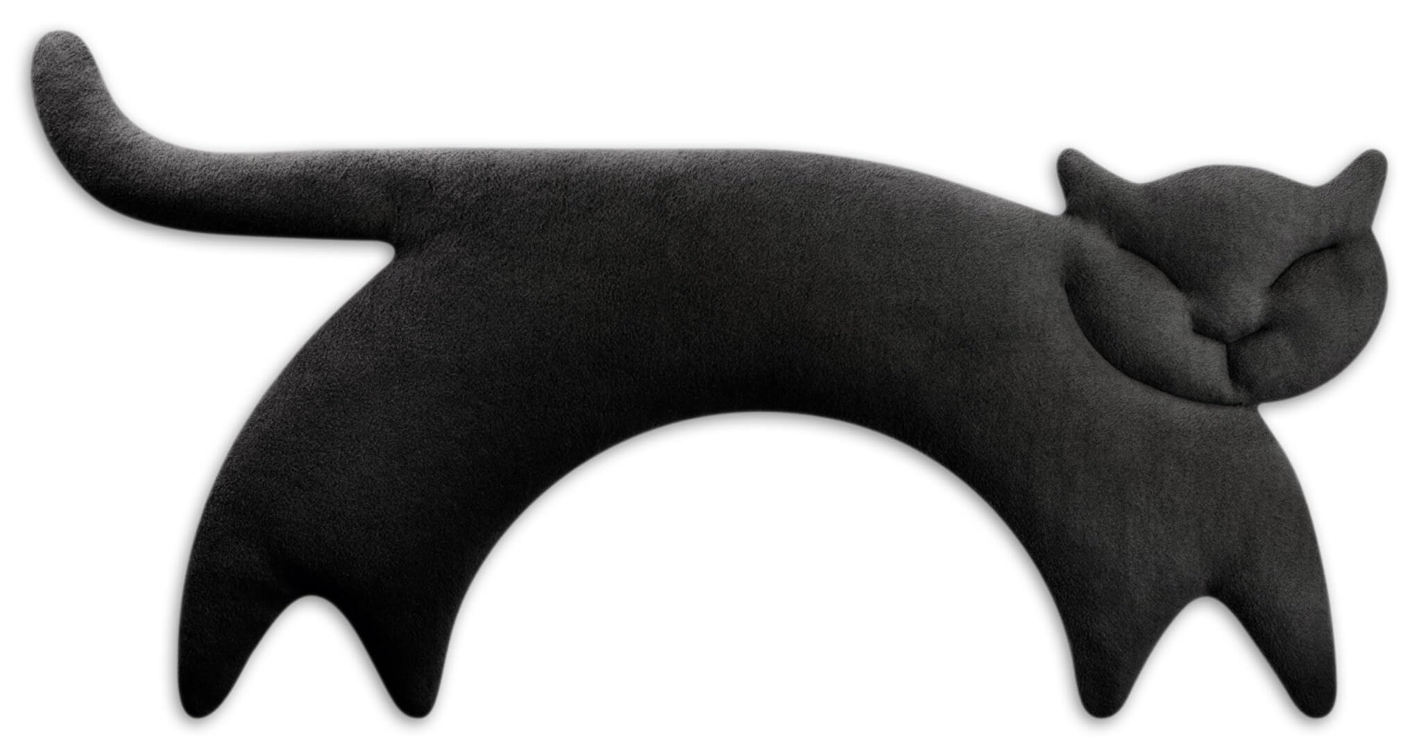 LESCHI Cuscino cervicale termico per microonde, 100% cotone e grano biologico, gatto nero, cuscino riscaldante ideale come fonte di calore in inverno e per alleviare tensioni a spalla schiena collo