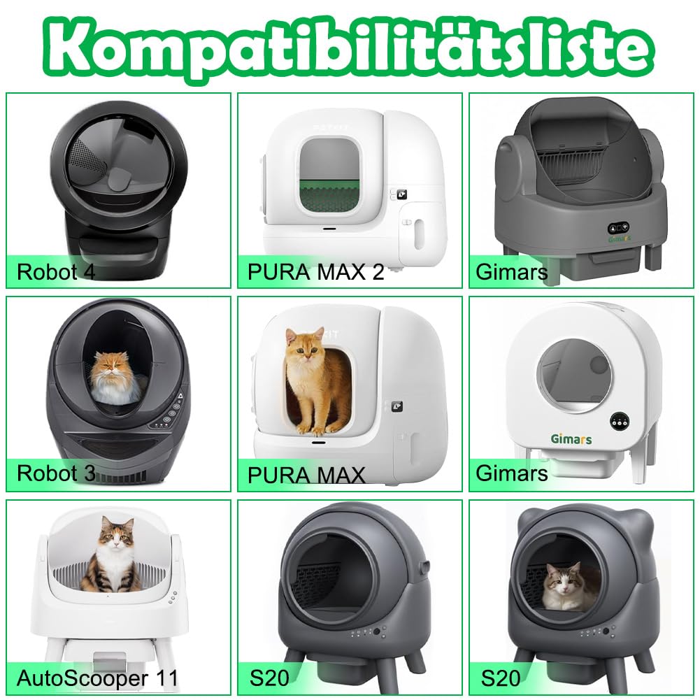 SZEE 120 Stück Selbstreinigend Katzenklo Beutel, Automatisches Katzenklo Müllbeutel mit Zugbändern, Elektrisches Katzentoilette für Litter Box Robot 3/4, Kratzfest für Haustier, 61 x 36cm