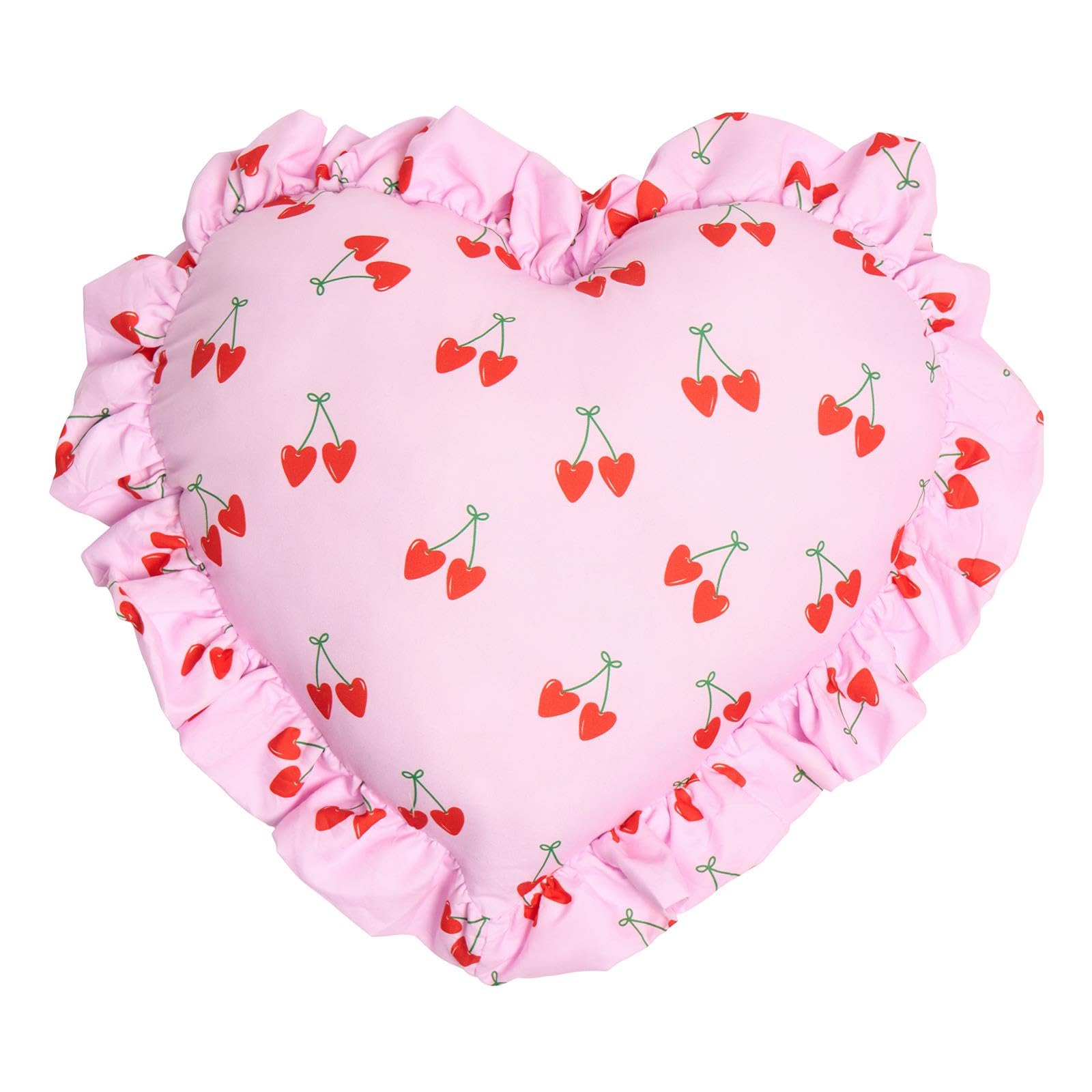 Ohs Cherries Frill Heart Shaped Scatter Cushion Throw Pillow from B&Q