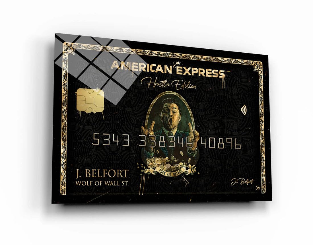 The Wolf of Wall Street Art - Hustle Edition Black Poster Inspired by J. Belfort & American Express Motivational Canvas