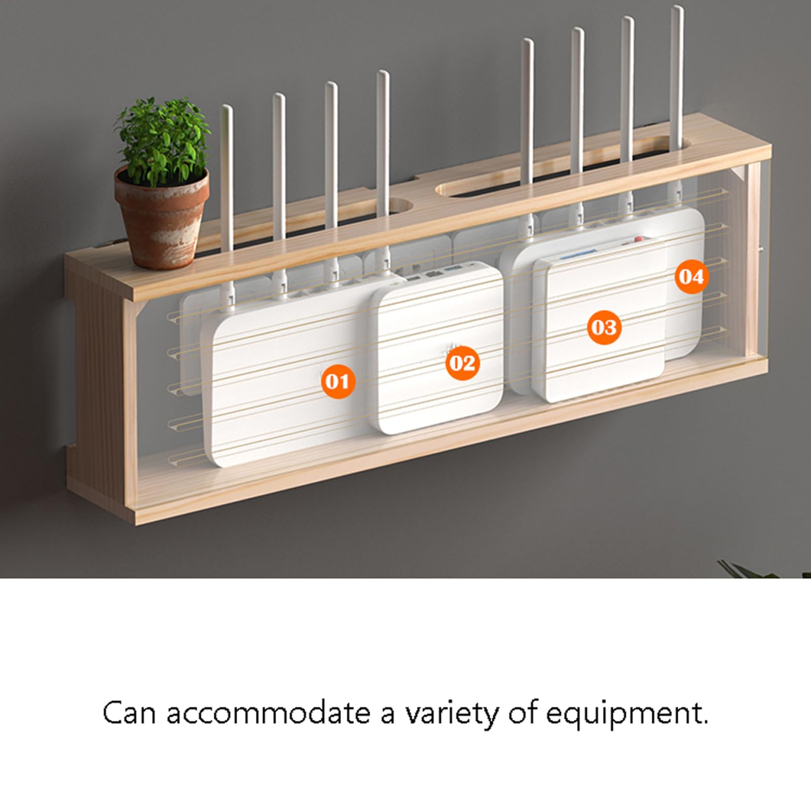 WiFi Router Aufbewahrungsbox Regal Wandhalterung Kabel Organizer,Wandbehänge TV Kabel Verstecken Box,Massivholzplatte,Seitentürdesign,mehrere Hohle Kabelöffnungen,große Kapazität