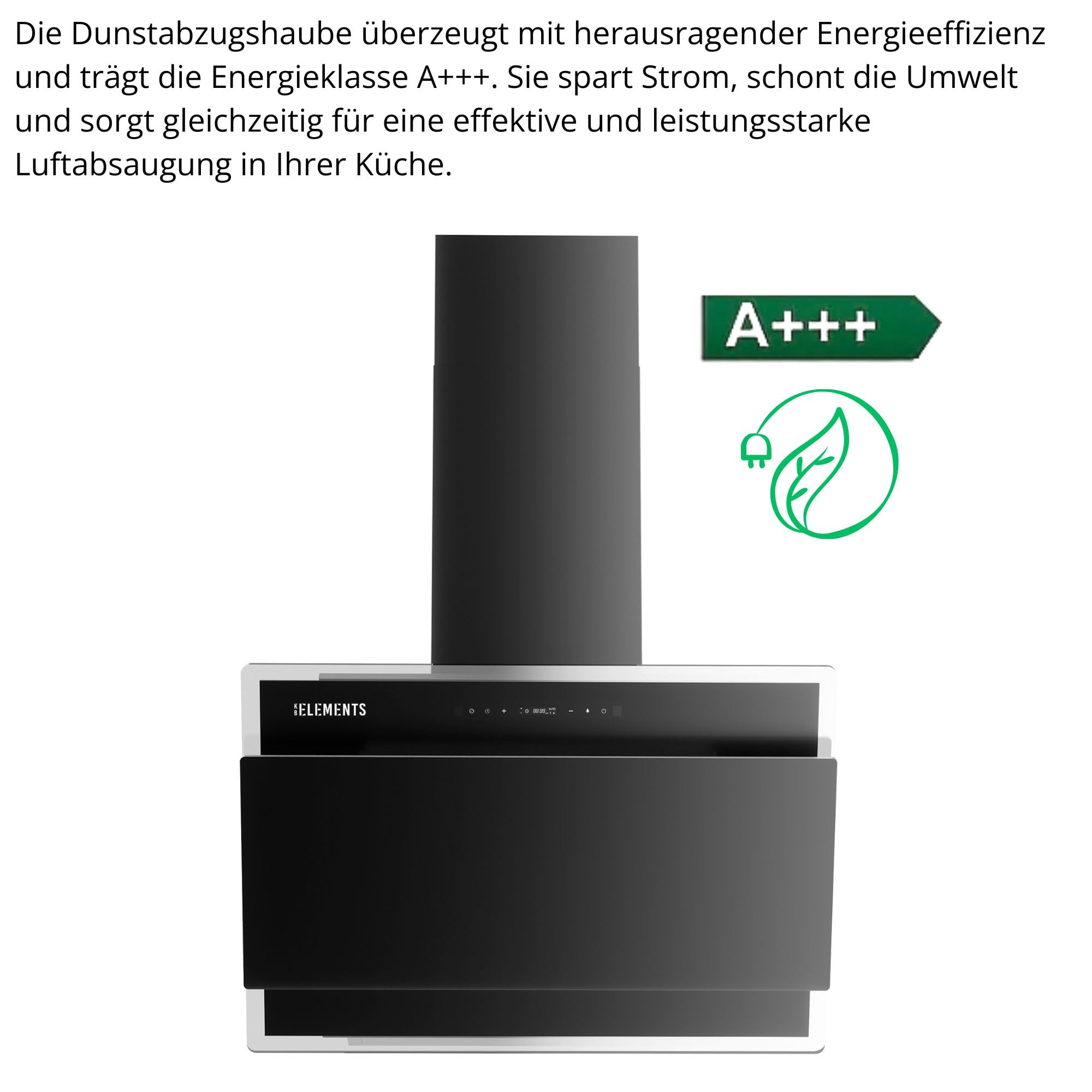 Dunstabzugshaube 60cm, Umluft/Abluft Dunstabzugshaube mit 1000m³/h starke Saugleistung, Brushless-Motor, mit Fernbedienung, Touch-Gestensteuerung, Abluft, Umluft