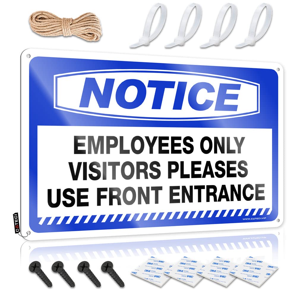 Farmhouse Signs Entryway Decor Ready To Hang - Notice Employees Only Visitors Pleases Use Front Entrance Fun For Campsite(30X40CM)
