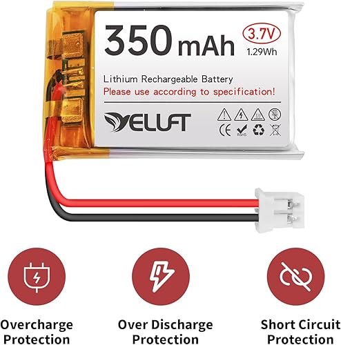 Miniatura 6 de RAK WisBlock Meshtastic - Batería de polímero de litio de 3.7 V 350 mAh, 2 unidades, 1S, 1C, 702030, con placa protectora y enchufe PH2.0 para
